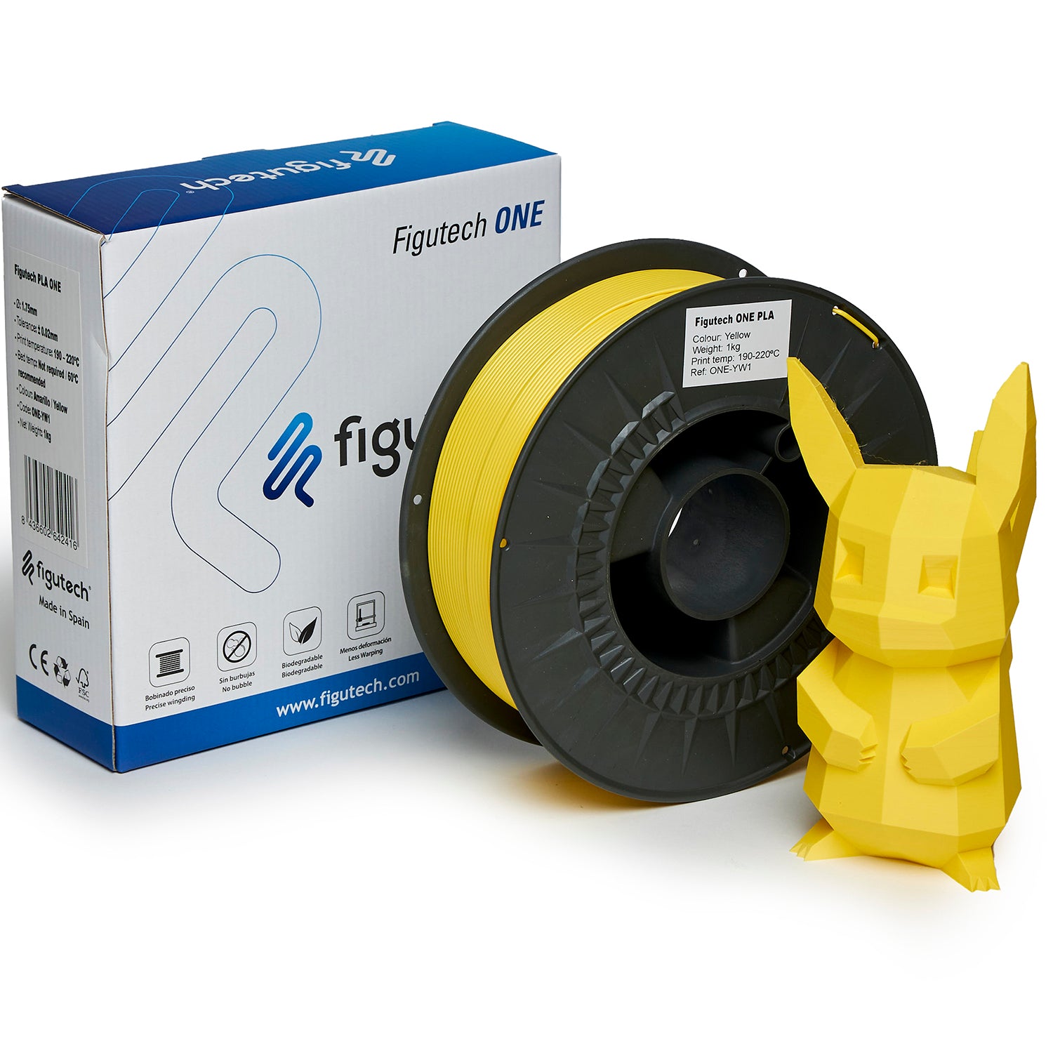 Filamento PLA Amarillo - Figutech ONE 1.75mm 1kg