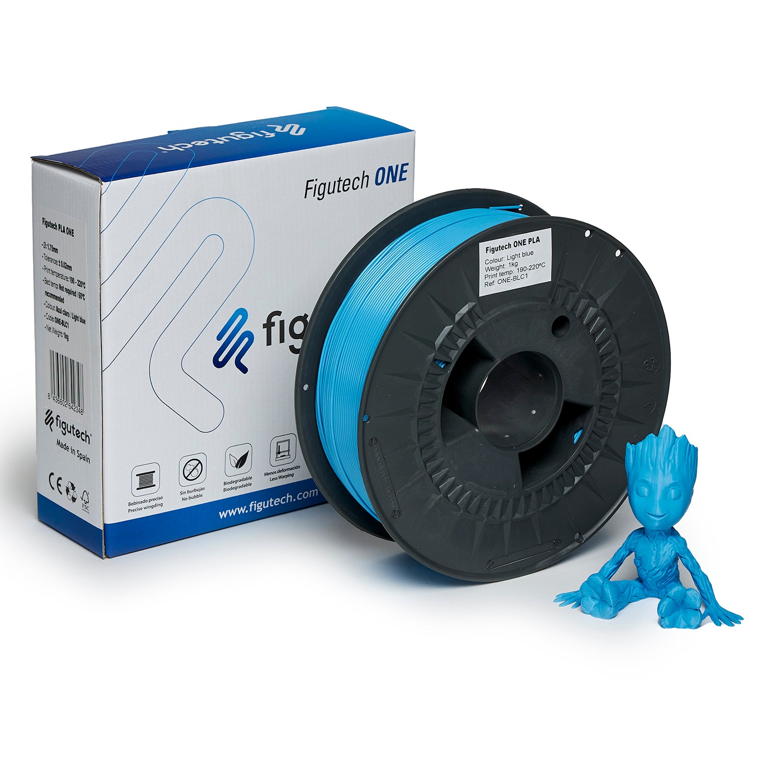 Filamento PLA Azul Claro - Figutech ONE 1.75mm 1kg