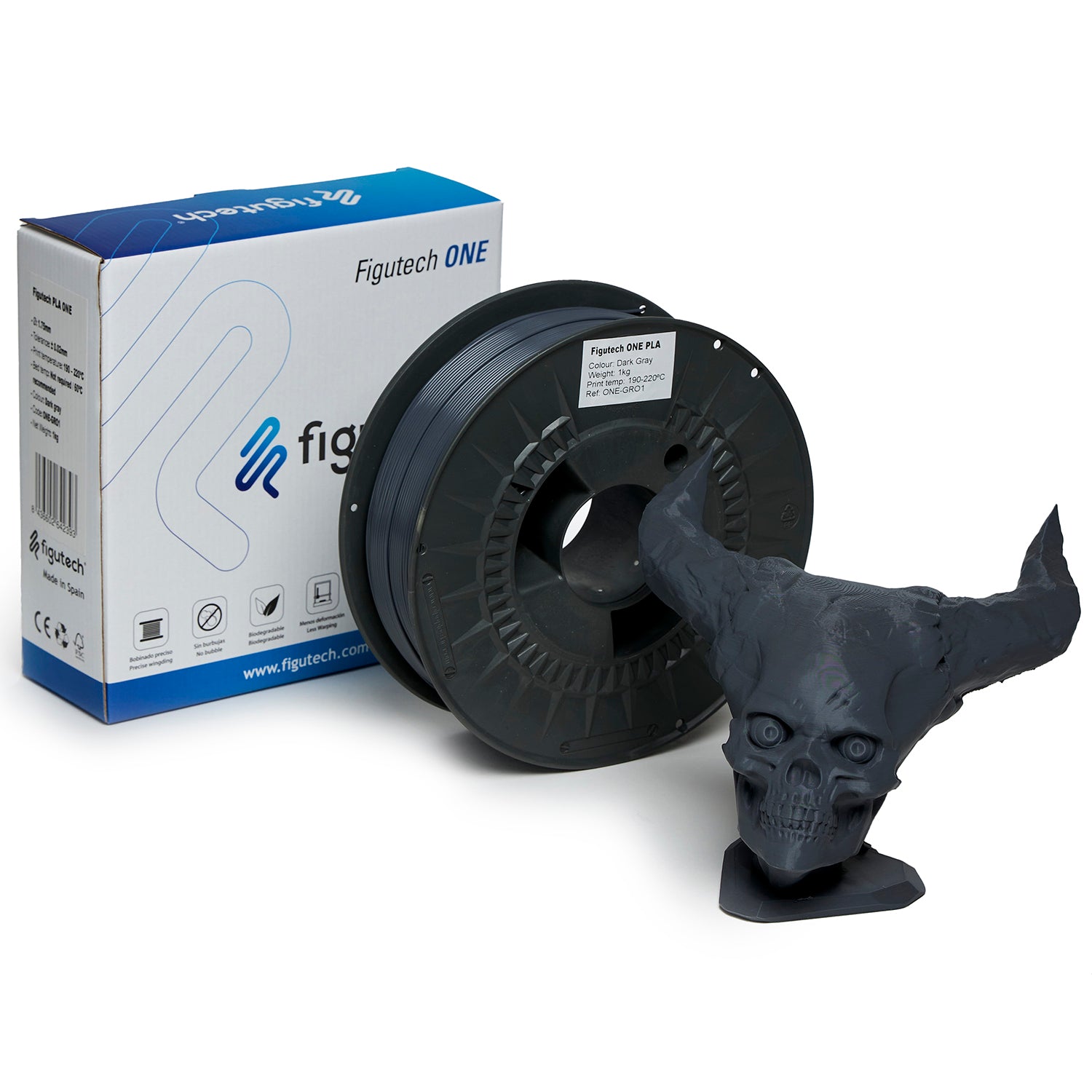 Filamento PLA Gris Oscuro – Figutech ONE 1.75mm 1kg