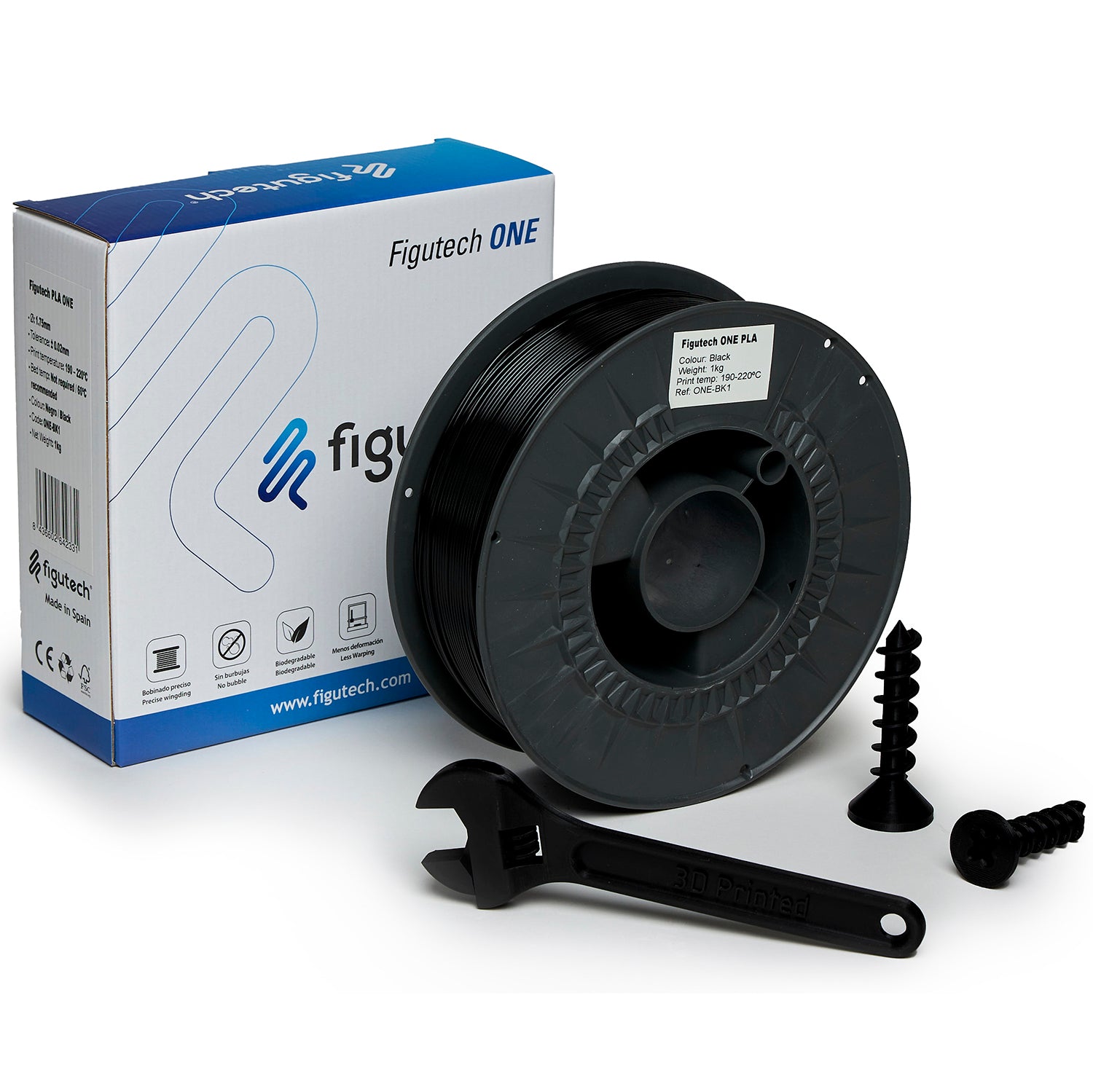 Filamento PLA Negro - Figutech ONE 1.75mm 1kg