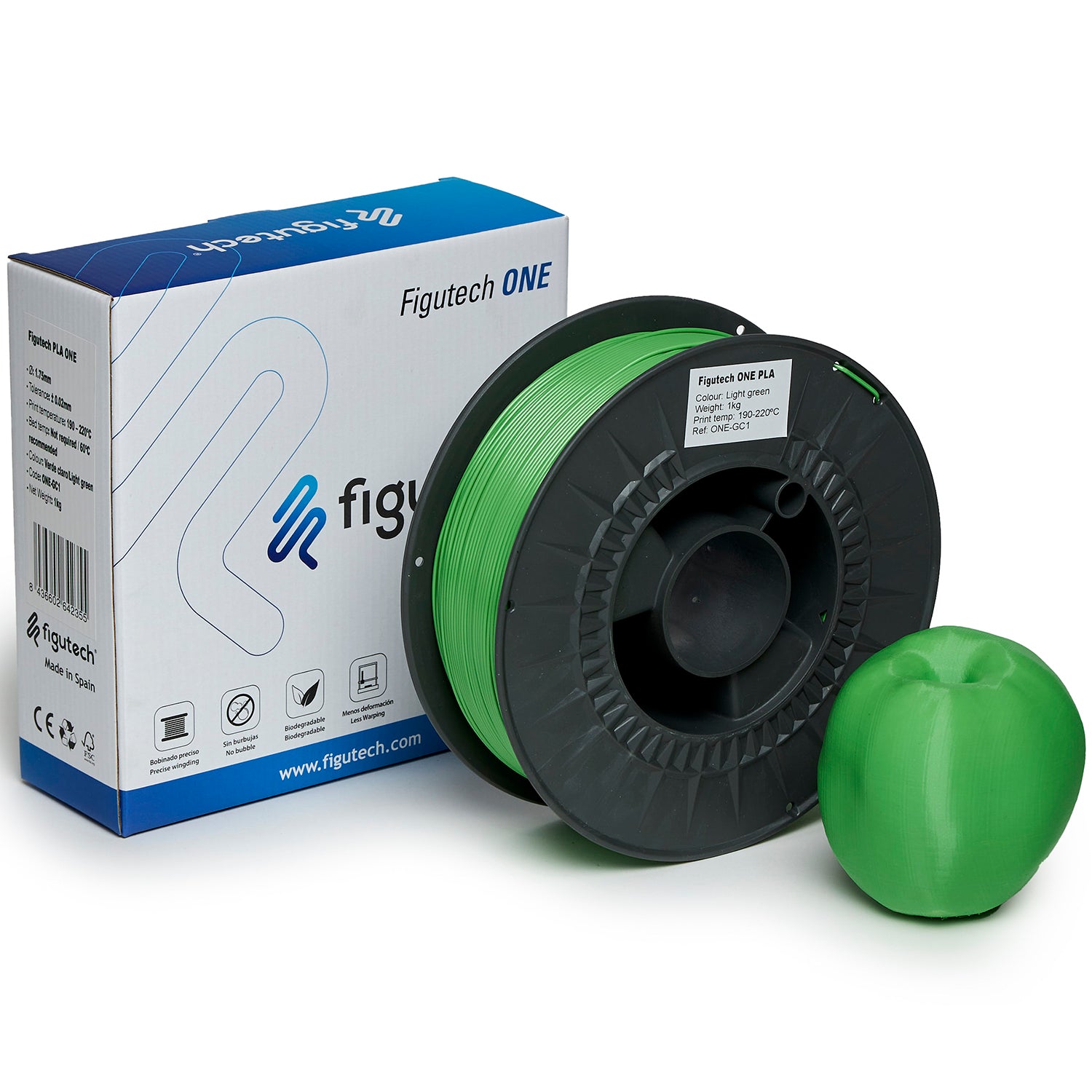 Filamento PLA Verde Claro- Figutech ONE 1.75mm 1kg
