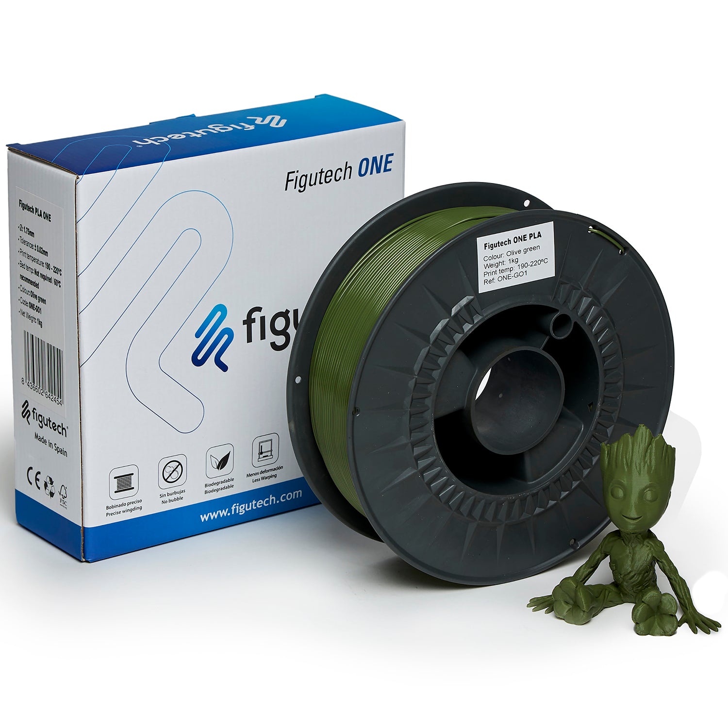 Filamento PLA Verde Oliva - Figutech One 1.75mm 1kg