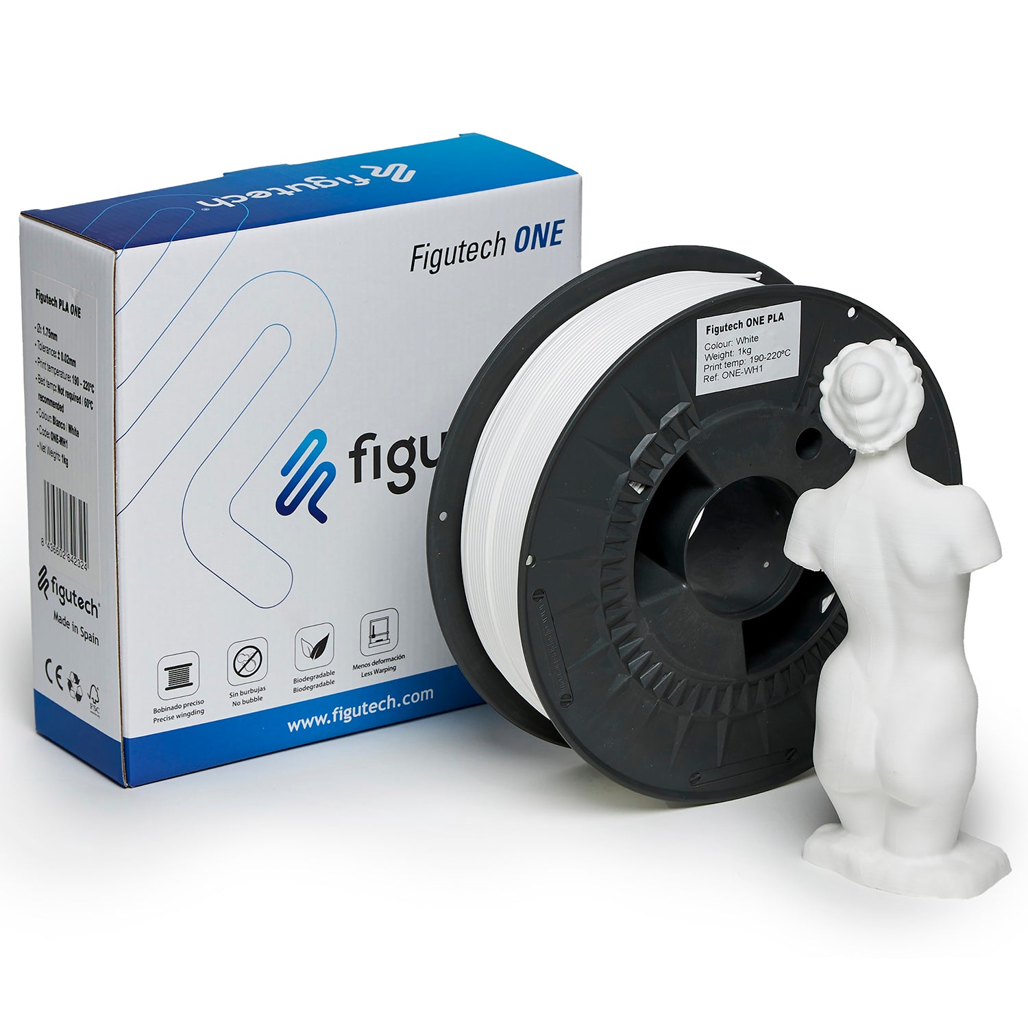 Filamento PLA Blanco - Figutech ONE 1.75mm 1kg