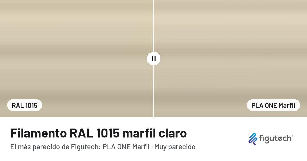 Filamento RAL 1015 marfil claro junto al PLA ONE Marfil de Figutech: comparación orientativa en pantalla