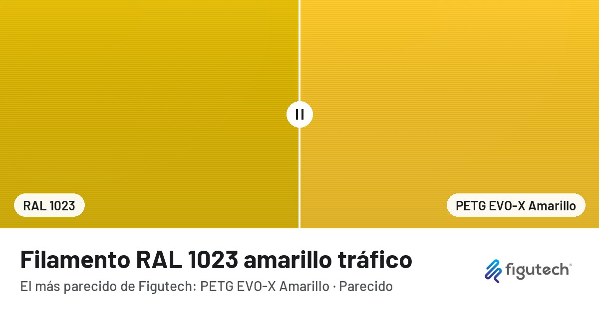 Filamento RAL 1023 amarillo tráfico junto al PETG EVO-X Amarillo de Figutech: comparación orientativa en pantalla