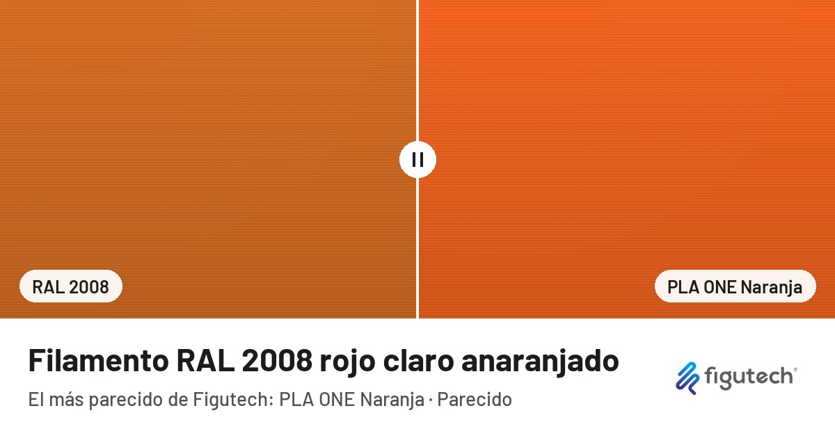 Filamento RAL 2008 rojo claro anaranjado junto al PLA ONE Naranja de Figutech: comparación orientativa en pantalla