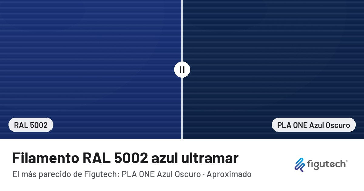 Filamento RAL 5002 azul ultramar junto al PLA ONE Azul Oscuro de Figutech: comparación orientativa en pantalla
