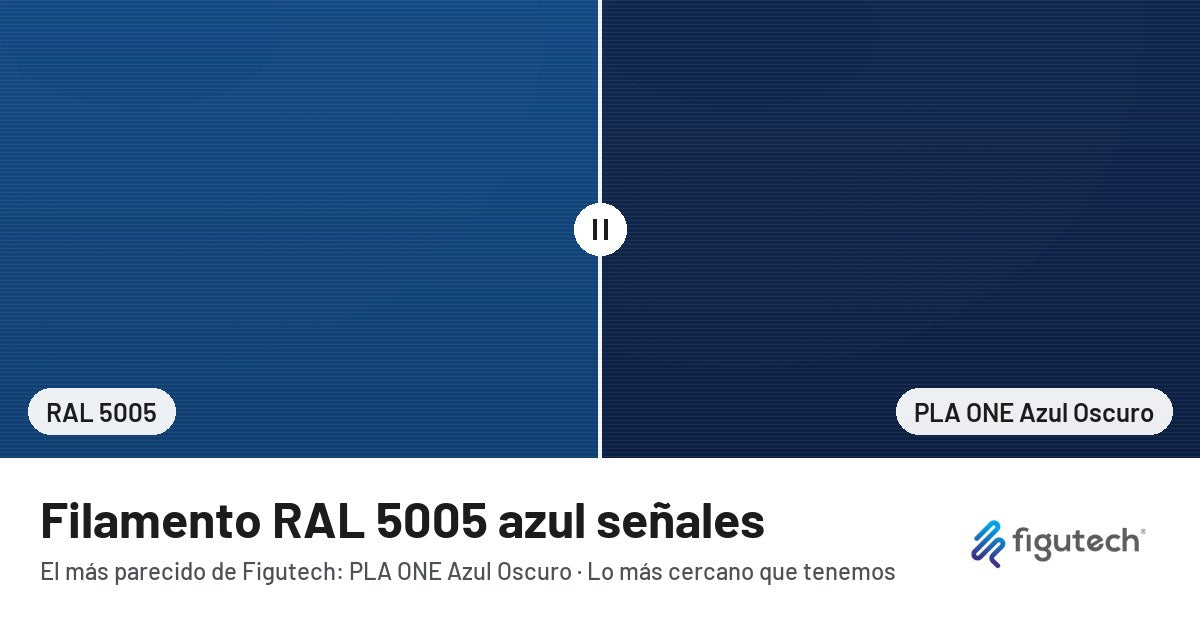Filamento RAL 5005 azul señales junto al PLA ONE Azul Oscuro de Figutech: comparación orientativa en pantalla