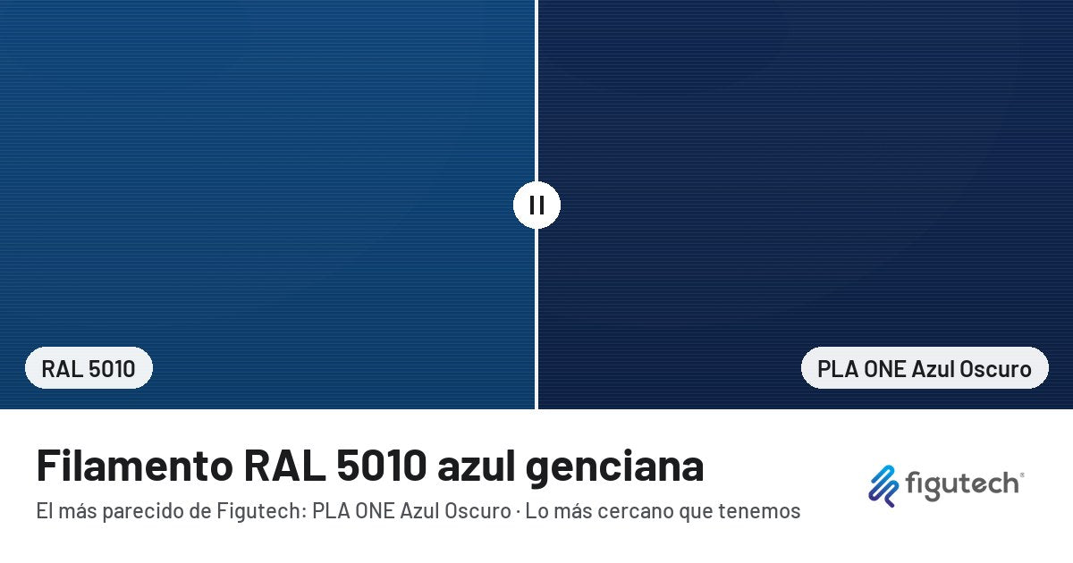 Filamento RAL 5010 azul genciana junto al PLA ONE Azul Oscuro de Figutech: comparación orientativa en pantalla