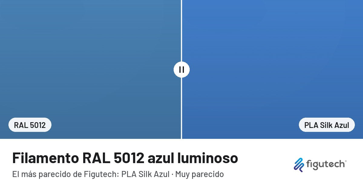 Filamento RAL 5012 azul luminoso junto al PLA Silk Azul de Figutech: comparación orientativa en pantalla