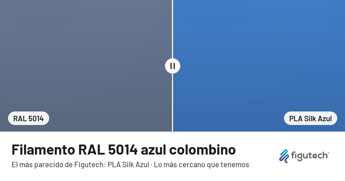 Filamento RAL 5014 azul colombino junto al PLA Silk Azul de Figutech: comparación orientativa en pantalla