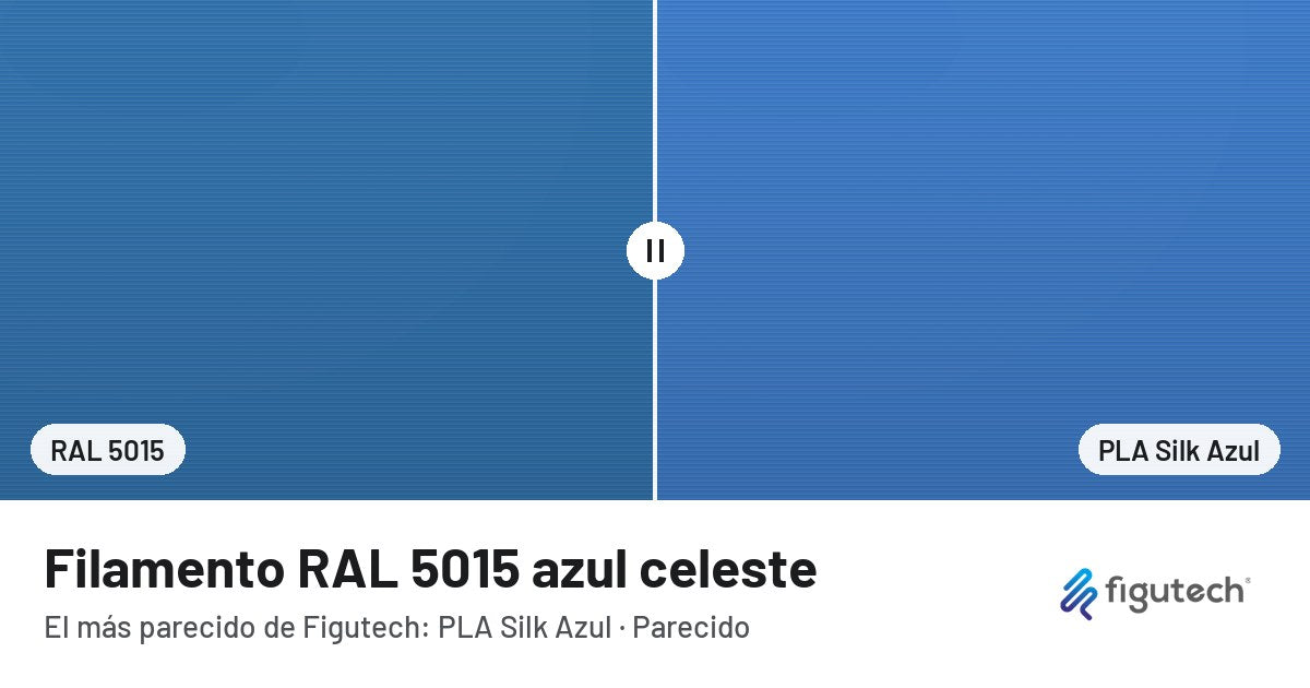 Filamento RAL 5015 azul celeste junto al PLA Silk Azul de Figutech: comparación orientativa en pantalla