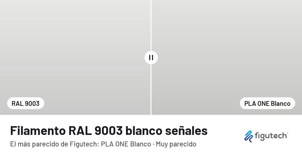 Filamento RAL 9003 blanco señales junto al PLA ONE Blanco de Figutech: comparación orientativa en pantalla