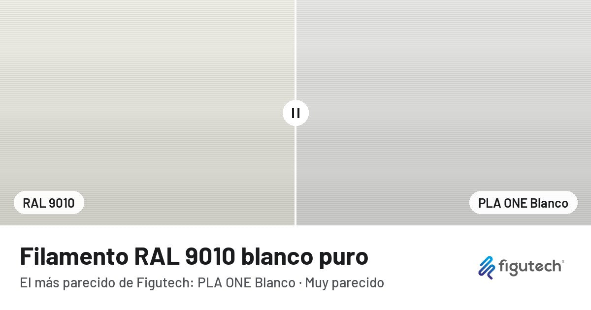 Filamento RAL 9010 blanco puro junto al PLA ONE Blanco de Figutech: comparación orientativa en pantalla