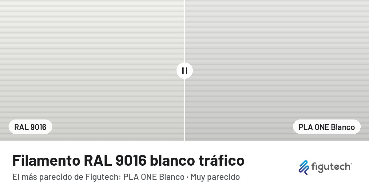 Filamento RAL 9016 blanco tráfico junto al PLA ONE Blanco de Figutech: comparación orientativa en pantalla