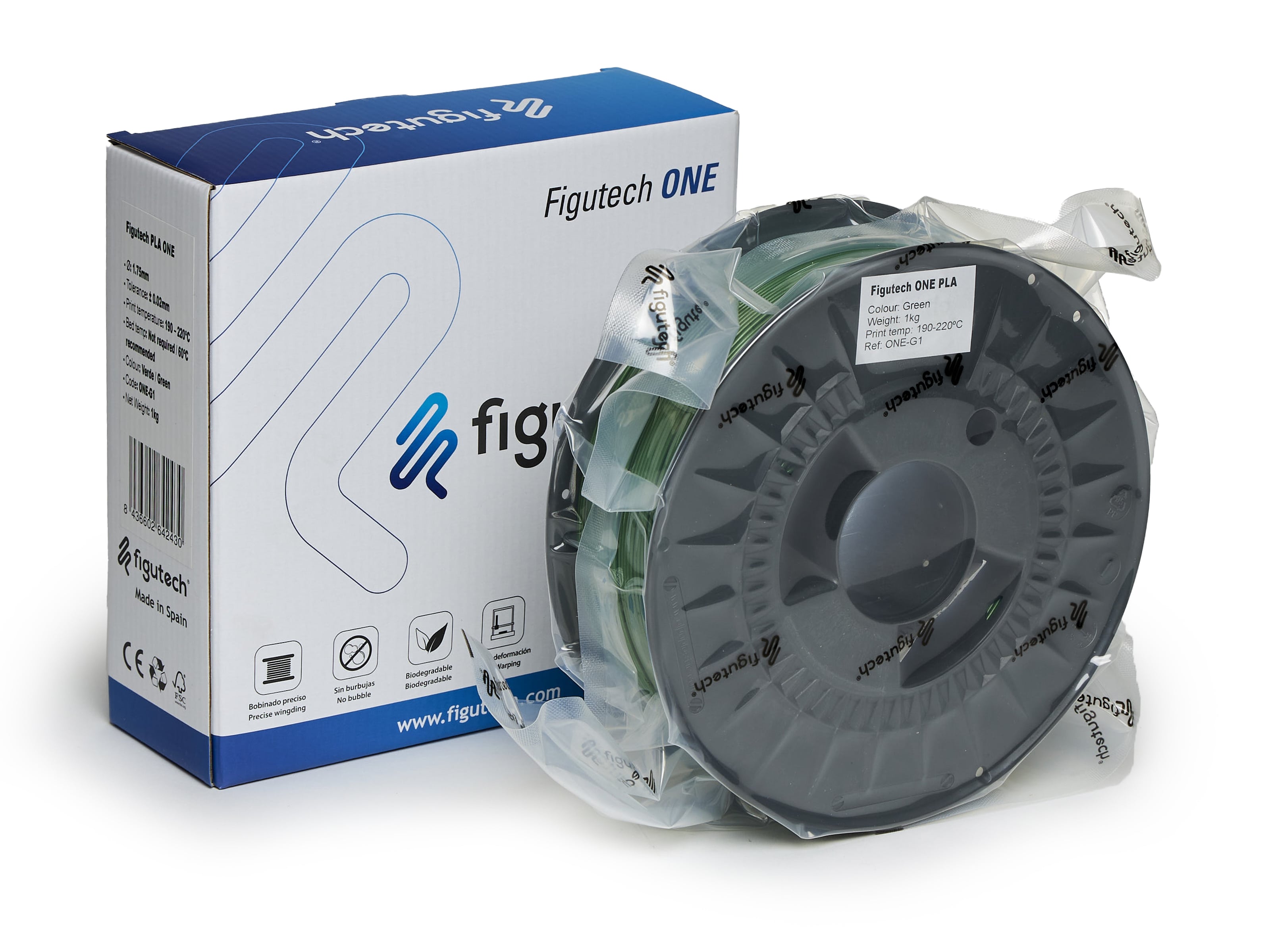Filamento PLA Verde - Figutech ONE 1.75mm 1kg