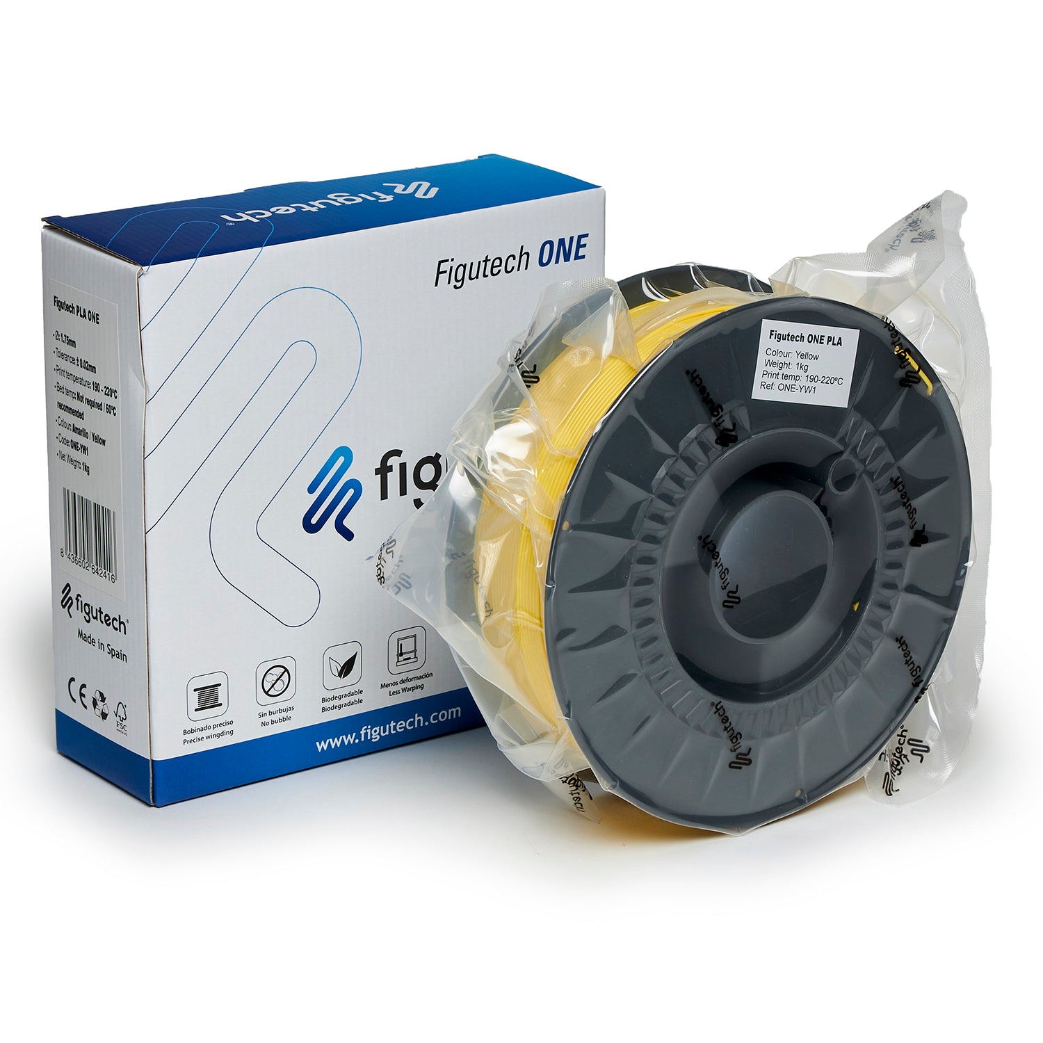 Filamento PLA Amarillo - Figutech ONE 1.75mm 1kg