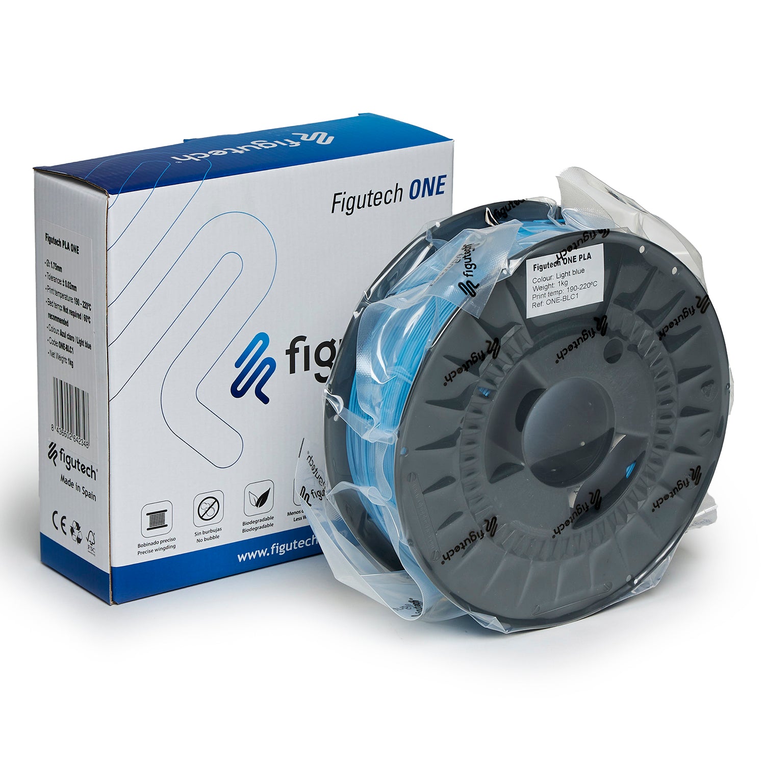 Filamento PLA Azul Claro - Figutech ONE 1.75mm 1kg
