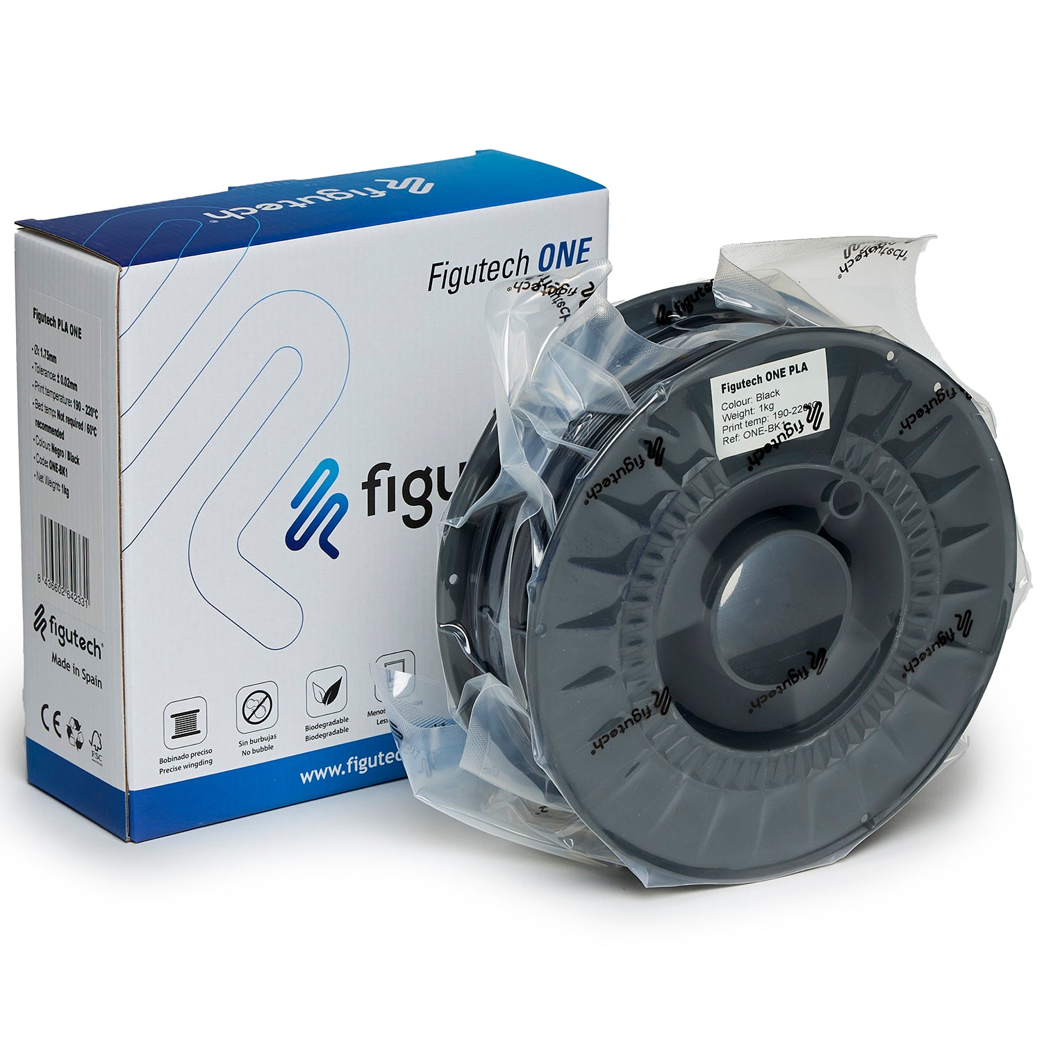 Filamento PLA Negro - Figutech ONE 1.75mm 1kg