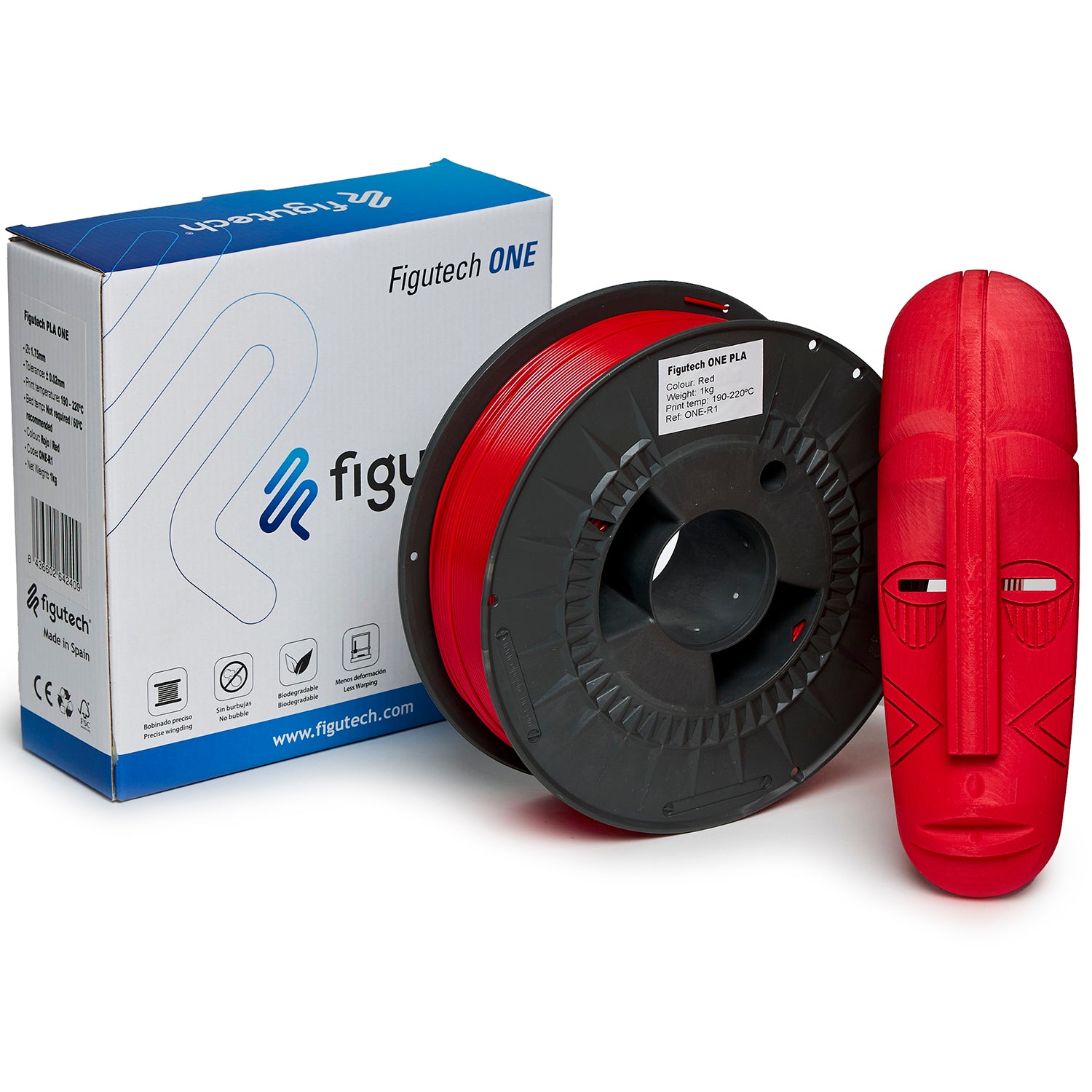 Filamento PLA Rojo - Figutech ONE 1.75mm 1kg