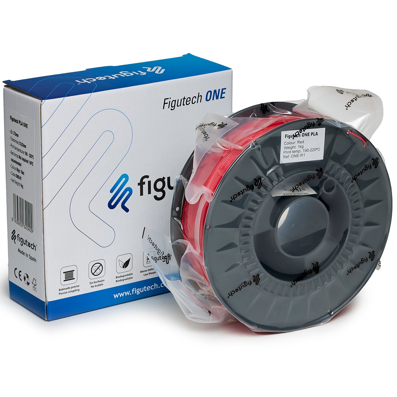 Filamento PLA Rojo - Figutech ONE 1.75mm 1kg