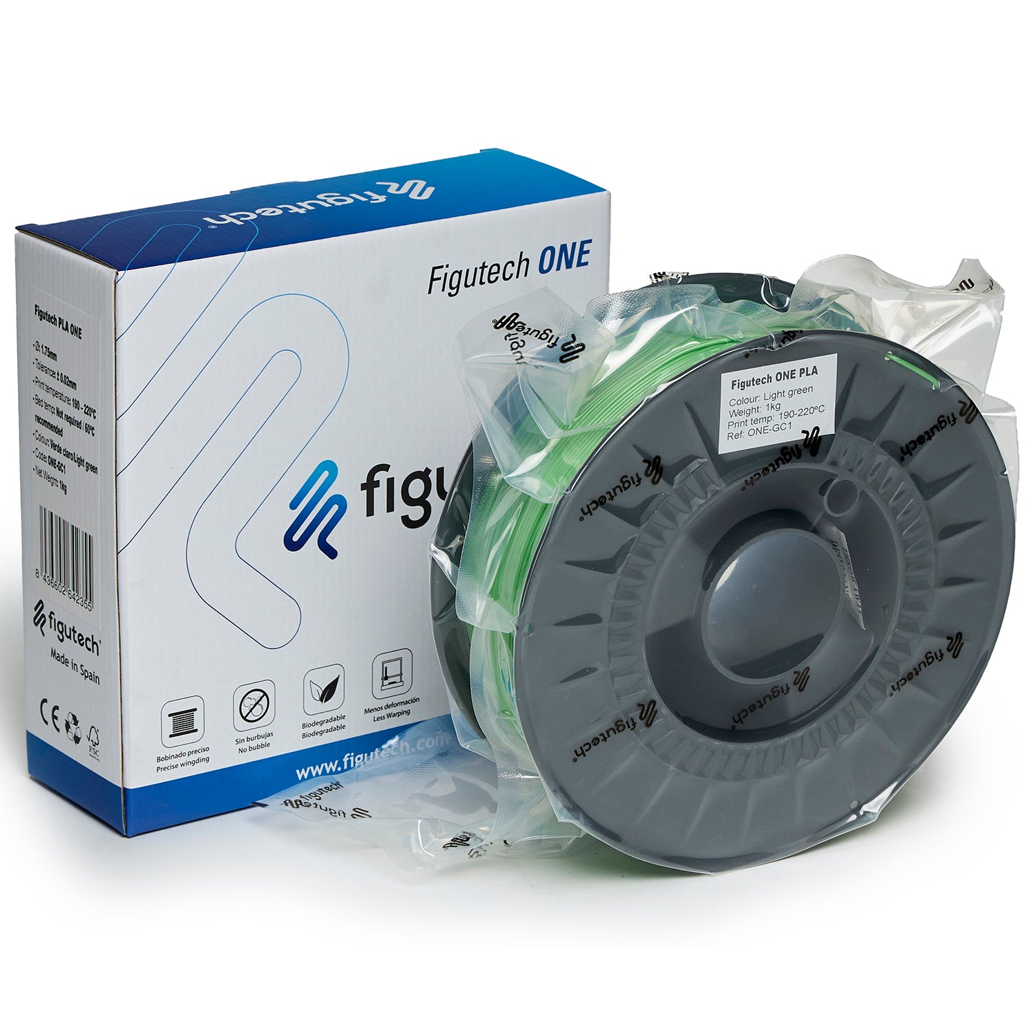 Filamento PLA Verde Claro- Figutech ONE 1.75mm 1kg