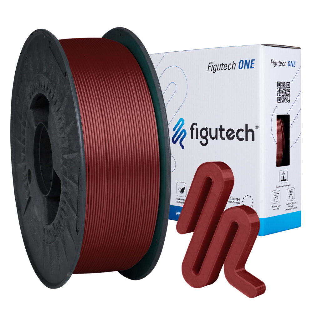 Filamento PLA premium color rojo vino nacar Figutech one